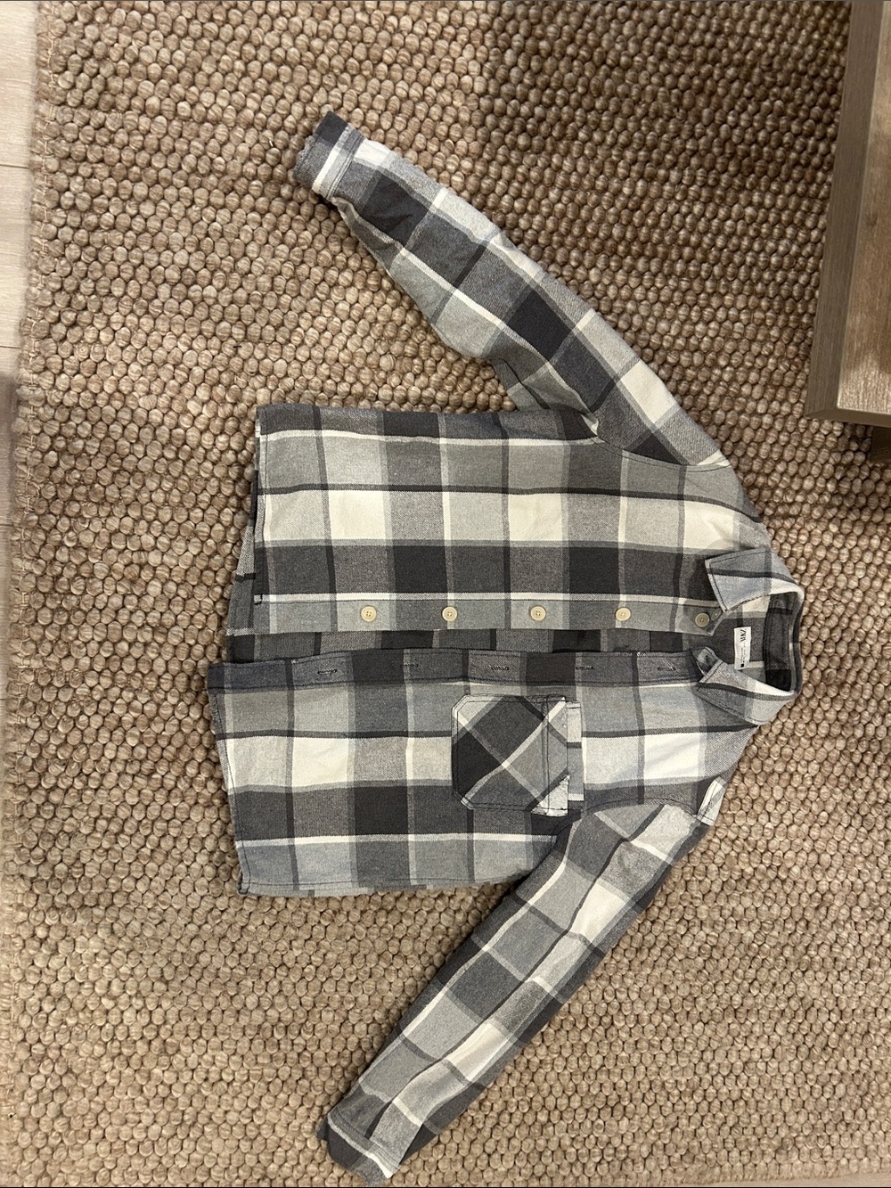 Zara Boys Black & Gray Plaid Shirt-Jacket